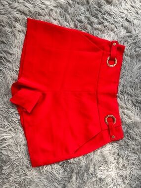 Marciano Red High-Waist Shorts with O-Ring Detail